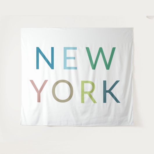 New York Colorful Text Wandkleed (Voorkant (horizontaal))