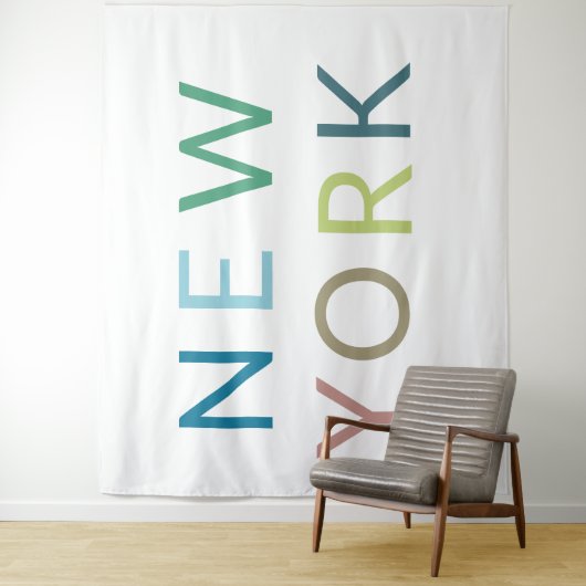 New York Colorful Text Wandkleed (In situ)