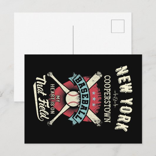 New York Cooperstown Baseball Briefkaart (Voorkant / Achterkant)