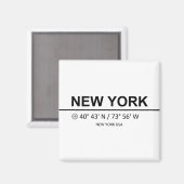 New York Coordinaten - coördinaten van New York Magneet (Voorkant / Achterkant)