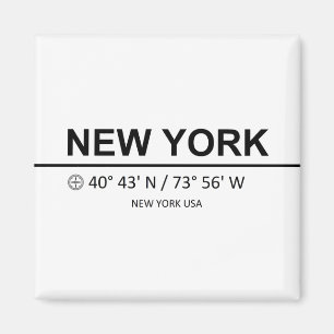New York Coordinaten - coördinaten van New York Magneet