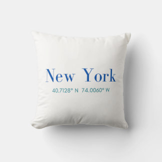 New York Cotton Pillow met GPS Coordinates Kussen
