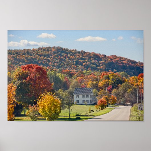 New York Country Road in de herfst Poster (Voorkant)