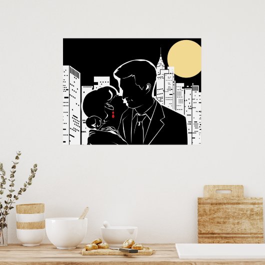 New York Couple's Kiss Poster (Keuken)
