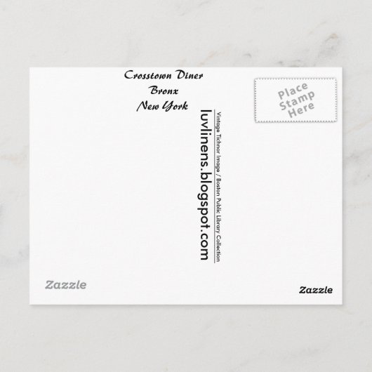 New York, Crosstown Diner, Bronx Briefkaart (Achterkant)