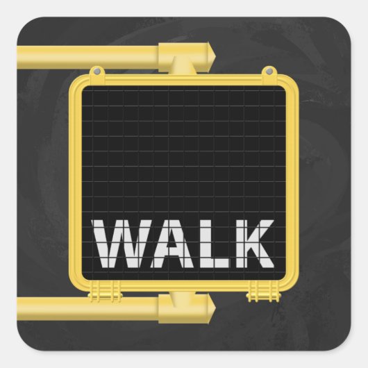 New York Crosswalk Sign Walk Vierkante Sticker (Voorkant)
