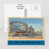New York, Cyclone, Coney Island Briefkaart (Voorkant / Achterkant)