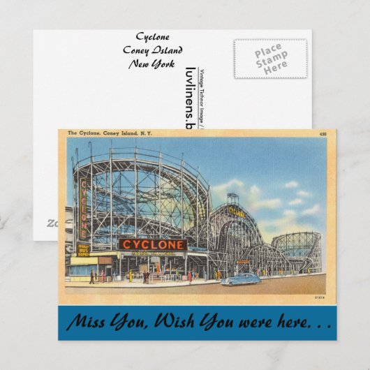 New York, Cyclone, Coney Island Briefkaart (Voorkant / Achterkant)