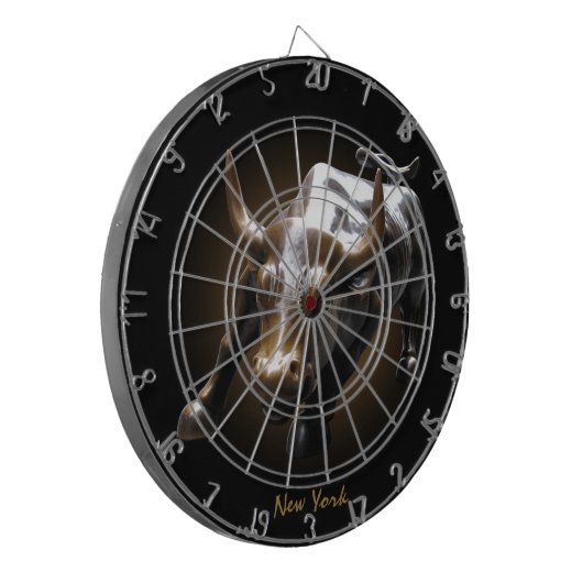 New York Dartboard New York Bull Statue Dartboard Dartbord (Voorkant Links)