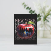 New York de grote appel fruit silhouet stad Briefkaart (Staand voorkant)