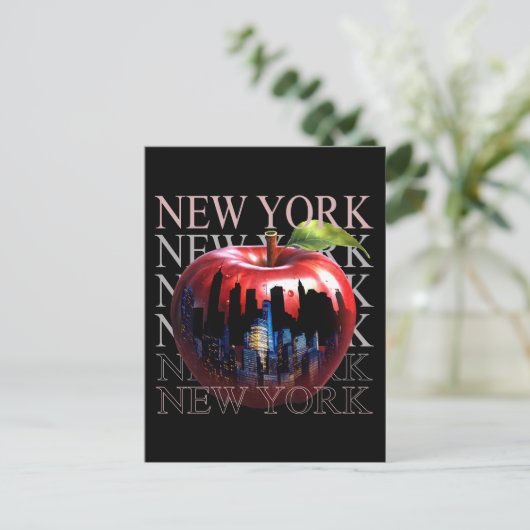 New York de grote appel fruit silhouet stad Briefkaart (Staand voorkant)