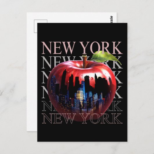 New York de grote appel fruit silhouet stad Briefkaart (Voorkant / Achterkant)