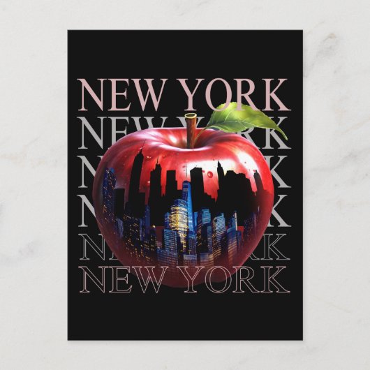 New York de grote appel fruit silhouet stad Briefkaart (Voorkant)
