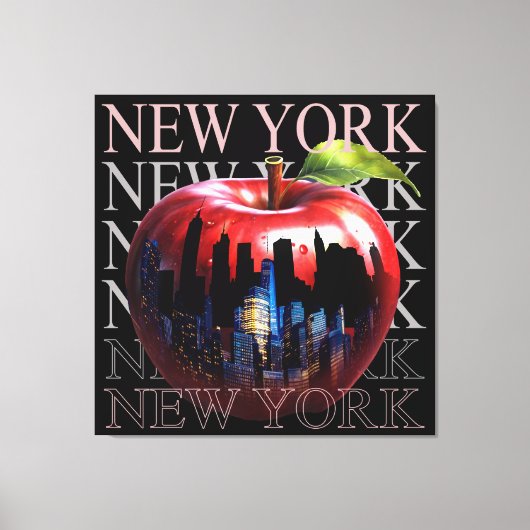 New York de grote appel fruit silhouet stad Canvas Afdruk (Voorkant)
