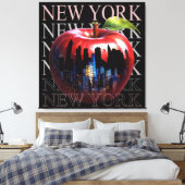 New York de grote appel fruit silhouet stad Canvas Afdruk (Insitu (Slaapkamer))