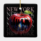 New York de grote appel fruit silhouet stad Keramisch Ornament (Achterkant)