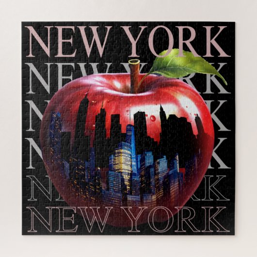 New York de grote appel fruit silhouet stad Legpuzzel (Verticaal)