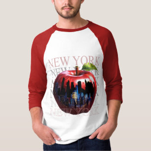 New York De Grote Appel Fruit Silhouet Stad T-shirt