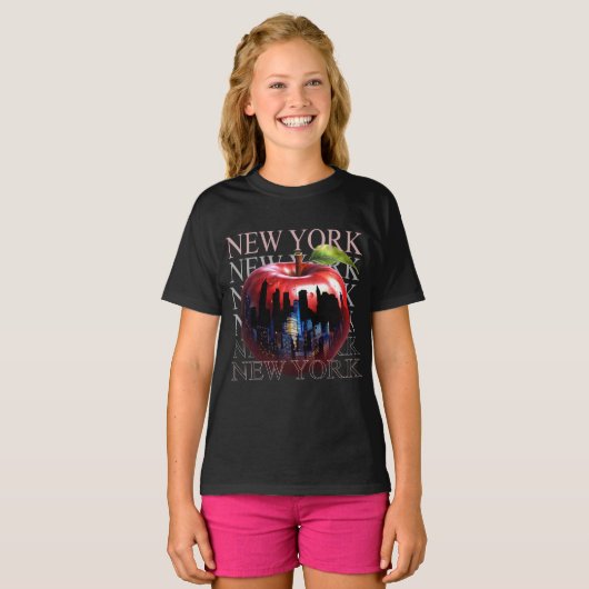 New York de grote appel fruit silhouet stad T-shirt (Voorkant volledig)