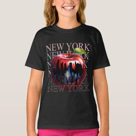 New York de grote appel fruit silhouet stad T-shirt (Voorkant)