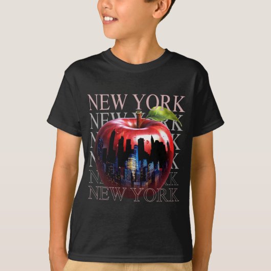 New York de grote appel fruit silhouet stad T-shirt (Voorkant)