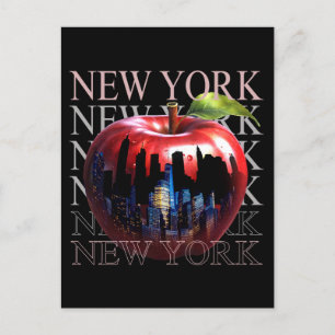 New York De Grote Appel Vrucht Silhouet Stad Briefkaart