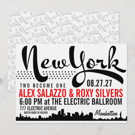 NEW YORK Destination Invitation Kaart (Voorkant / Achterkant)