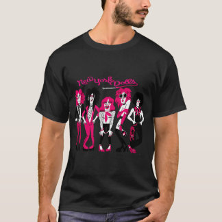 New York Dolls Cartoon Glam Punk Karakter Band T-shirt