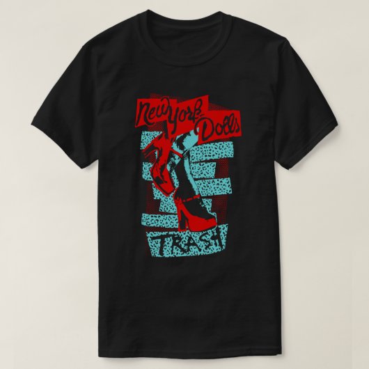 New York Doll's (rood, blauw) TRASH T-Shirt (Design voorkant)