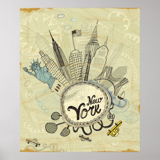 New York Doodle Poster (Voorkant)