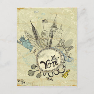New York Doodle Poster Briefkaart