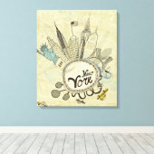 New York Doodle Poster Canvas Afdruk (Insitu (Houten vloer))