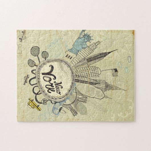 New York Doodle Poster Legpuzzel (Horizontaal)