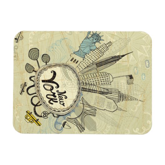 New York Doodle Poster Magneet (Horizontaal)