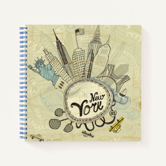 New York Doodle Poster Notitieboek (Voorkant)