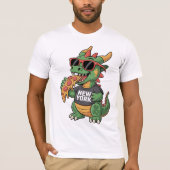 New York Dragon T-Shirt Cool Zonnebril met Pizza (Voorkant)