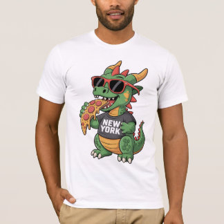New York Dragon T-Shirt Cool Zonnebril met Pizza