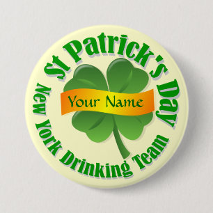 New York drink team St Patrick's Ronde Button 7,6 Cm