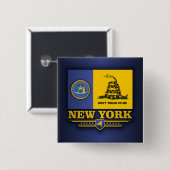 New York (DTOM) Vierkante Button 5,1 Cm (Voorkant /achterkant)