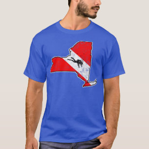 New York Duik Vlag Scuba Duiken State Kaart Duik F T-shirt