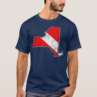 New York Duik Vlag Scuba Duiken State Kaart Duik F T-shirt