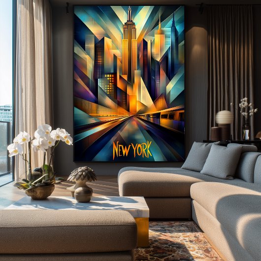 New York Dynamic Cubism - Moderne geometrische sky Poster