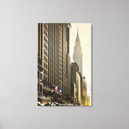 New York, E 42 St en Chrysler Building Canvas Afdruk (Voorkant)