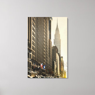 New York, E 42 St en Chrysler Building Canvas Afdruk
