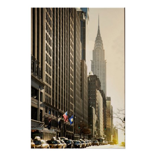 New York, E 42 St en Chrysler Building Poster (Voorkant)