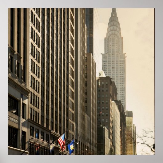 New York, E 42 St en Chrysler Building Poster (Voorkant)