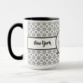 New York Elegant Pattern Black Ringer 15oz Mok (Links)
