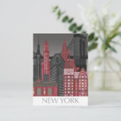 New York Elevations by Night - Red Briefkaart (Staand voorkant)