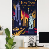  New York - Empire State & Liberty Poster (Thuiskantoor)