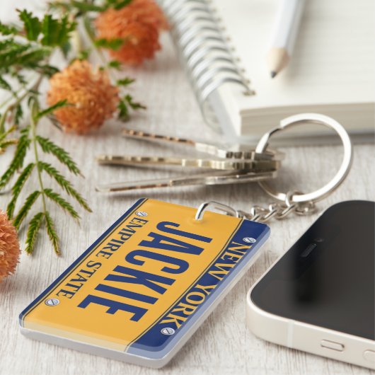 New York Empire State License Bord Art Custom Sleutelhanger (Voorkant Rechts)